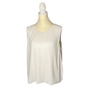 Calvin Klein Women’s Flowy Chiffon Feel Designer Sleeveless Top White Workwear M